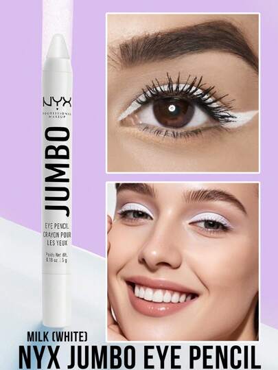 NYX Matita occhi jumbo NYX, Milk (Bianco), applicazione rapida, multifunzionale, texture morbida, materiali di alta qualità, design unico, confezione compatta, multifunzionalità, varietà di colori, conveniente, matita per ombretto/eyeliner/sopracciglia, lunga durata, impermeabile, adatta a principianti, impiegati d'ufficio, appassionati di stile, per l'uso quotidiano, occasioni di festa e per ritocchi durante i viaggi