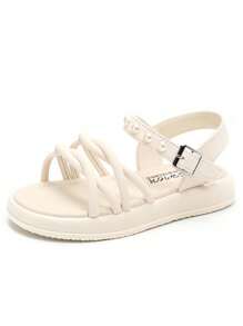 1 双女童夏季珍珠公主凉鞋，儿童软底时尚防滑沙滩鞋 - 白色 - 查看 6