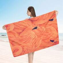 1 Pc Extra Large Flamingo Print Ultra-Soft Microfiber Beach Towel - Quick Dry, Non-Stick And Extra Plush, Skin-Friendly And Portable, Suitable For Fun Travel, Yoga, Picnic And Pool Party Summer,Holiday - Multicolor - View 48