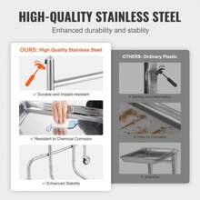 实验室和医疗实用推车 - 不锈钢和 ABS 选项，多层设计（2-4 层），静音和旋转轮，承重能力高达 400 磅，抽屉，可锁定轮子，非常适合实验室、诊所、医院、厨房、沙龙、牙科和美容使用 - Single Tray, 2 Silent Wheels, - 查看 3