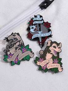 1pc Creative Cartoon Screaming Animal Design Metal Brooch, Fashionable & Delicate Accessory - Multicolor - View 1