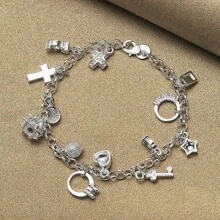 Hot 925 Sterling Silver Valentine Gift Jewelry Fashion Bracelets Cute Women Lady Wedding Charms