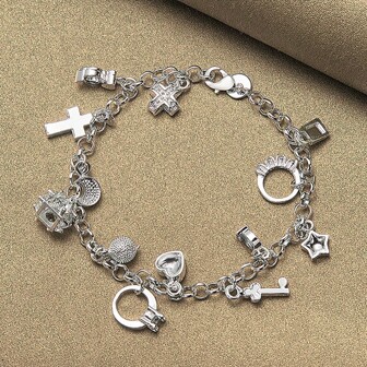 Hot 925 Sterling Silver Valentine Gift Jewelry Fashion Bracelets Cute Women Lady Wedding Charms