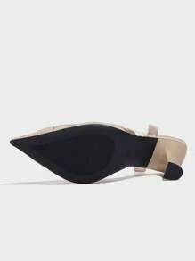 Autunno/Inverno 2025 Décolleté donna con punta affusolata, slip-on, tacco alto, con dettaglio in rete, scarpe comode per ufficio/festa/sera, vestono leggermente larghe, beige, eleganti