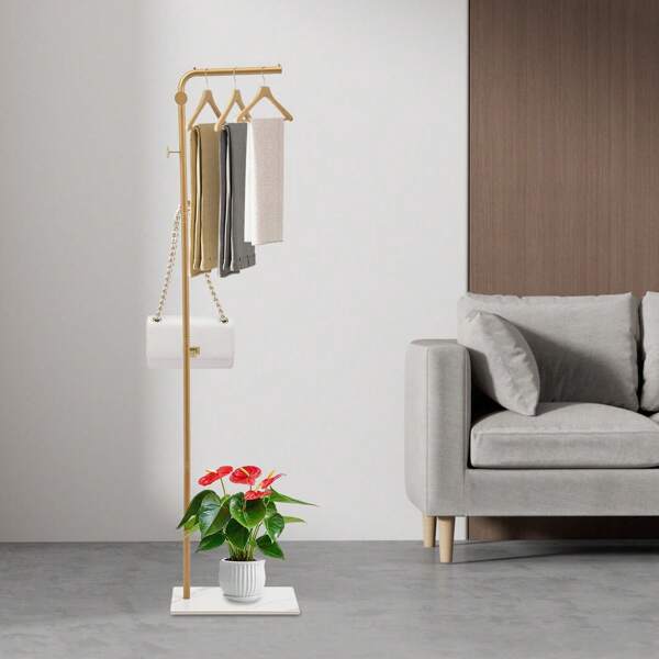 L-Form Mantel Rack Hut Tasche Ständer Baum 3 Haken Kleidung Aufhänger Schirmhalter Rack