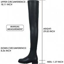 Knee High Boots Women Thigh High Over Knee Stretch Fashion Low Chunky Heel Round Toe Zipper Winter Boots Black Red US4.5-14halloween - màu đen - Xem 10