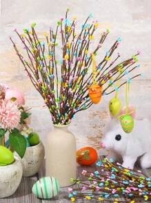 Juego de 50/20 piezas Tallos artificiales de flores de bayas de colores de Pascua, Flores de bayas artificiales para decorar coronas de Pascua, Decoración de flores de bayas de primavera para manualidades de Pascua, Tallo de flores de bayas para hacer coronas florales