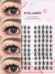 Sunflower False Eyelashes Set - 100-120 Clusters, Self-Adhesive DIY, Natural Looking Fine Black Bands, Reusable, Suitable For Beginners, C/D Curl, 8mm-10mm Length - C - View 13