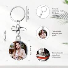 1 Móc khóa tùy chỉnh có ảnh cá nhân, Móc khóa tròn xoay 360°, Móc khóa hợp kim kẽm thời trang, Hoàn hảo cho bạn trai/bạn gái, Quà tặng kỷ niệm sáng tạo độc đáo - Bạc - Xem 6