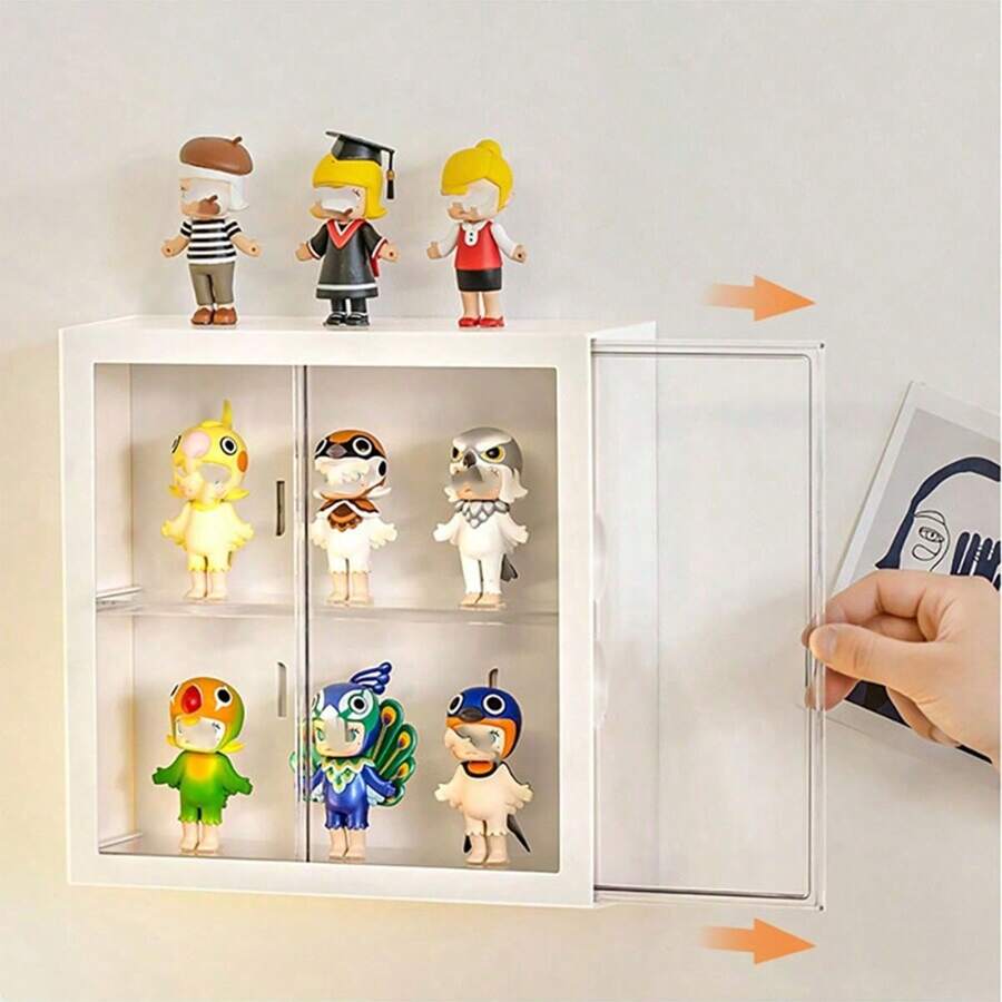 1pc Mini Toy Display Rack, Wall Mounted Storage Box, Display Case For Collectibles, Doll Display Shelf, Desktop Display Organization Box, Organizer Supplies Desk Storage Organization,Makeup Organizer,Organizer,Storage Organizer,Skin Care Organizer,Office Storage,Stationery Organiser,Nail Storage,Bedroom Decor - Multicolor - View 1
