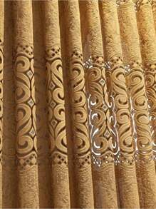 Cortinas perforadas huecas de ocho caracteres color caqui, adecuadas para decorar cortinas de sala de estar y dormitorio. - Marrón - Ver 6