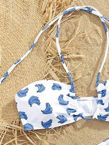 PEPPERMOLLY 全新柔软印花吊带优雅派对比基尼套装，夏季海滩时尚女士泳装，蓝色 - 藍色 - 查看 4