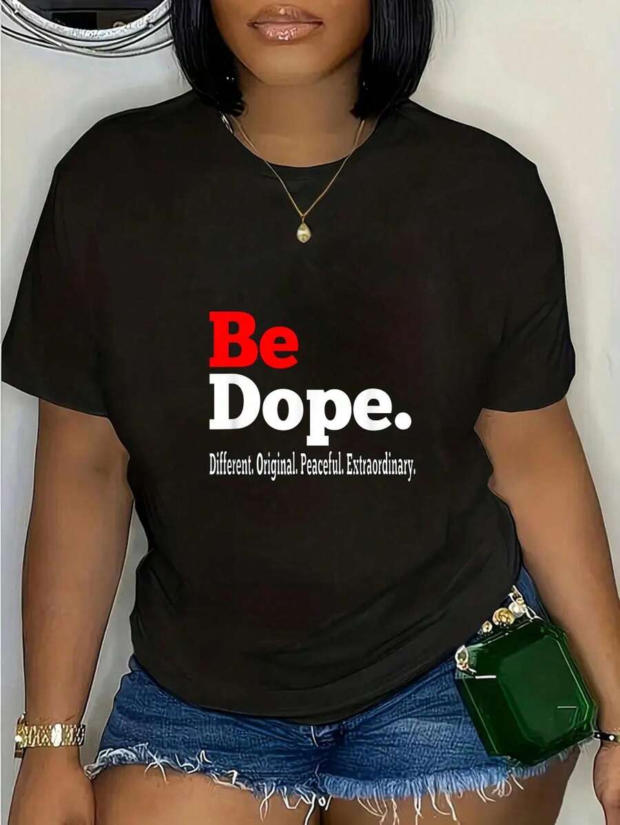 100% Cotton Casual Tshirt Be Dope. Different. Original. Peaceful. Extraordinary Shirt T-Shirt - màu đen - Xem 1