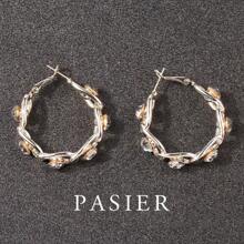 PASIER 1 对 14K 镀金铜合金和合成方晶锆石耳环，轻巧奢华的独特礼品珠宝 - 摩天輪 - 查看 3