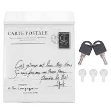 Buzón de Hierro, Buzón Creativo Montado en la Pared Ampliamente Utilizado Cerrado con 2 Llaves para el Hogar (Letras Pequeñas en Beige) - Blanco - Ver 1