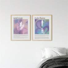 2 件现代双生火焰和灵魂伴侣精神光环渐变海报印刷帆布画墙壁艺术画适用于房间家居装饰无框