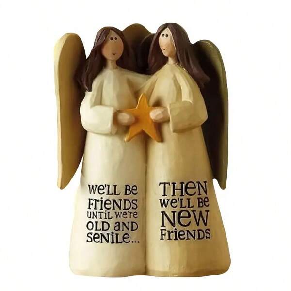 1 pièce Statue d'artisanat d'amitié, sculpture d'ange gardien en polyrésine cadeau de motivation, pour la décoration de la maison, chambre, bureau, bureau, décoration de la pièce (10 cm), cadeau de Noël