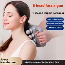 Fascia Gun Eight Heads Professional Portable Muscle Fascia Gun Charging Model Office Vibration Fitness Massage Instrument Holiday Gift For Friends, Parents And Partners With Great Power
