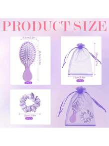 15 件发饰派对礼品套装 - 发刷、发圈和欧根纱包，适用于水疗、过夜、化妆主题活动 - 非常适合婚礼、新娘、单身派对庆祝活动 - 彩色 - 查看 3