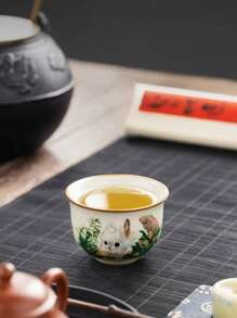 1pc 汝窑可爱兔子陶瓷茶杯，奢华功夫茶道茶杯，高端精致茶杯，适合家庭、办公室客人接待，适合下午茶杯、浓缩咖啡杯，可以作为奢华纪念品赠送给朋友、长辈 - 兔隱花叢 - 查看 8