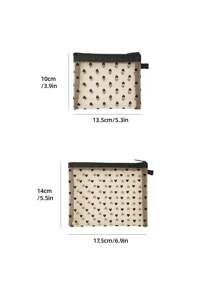 Travel Storage Brush Mesh Hand-Held Double-Layer Cosmetic Bag Portable Visible Change Key Lipstick Sundries Storage Bag