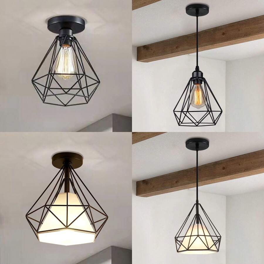1 件装复古黑色工业灯具，复古嵌入式吸顶灯，迷你金属乡村风格吸顶灯，适用于门廊走廊、厨房、楼梯、农舍灯（不含灯泡） - 1個 - 查看 1