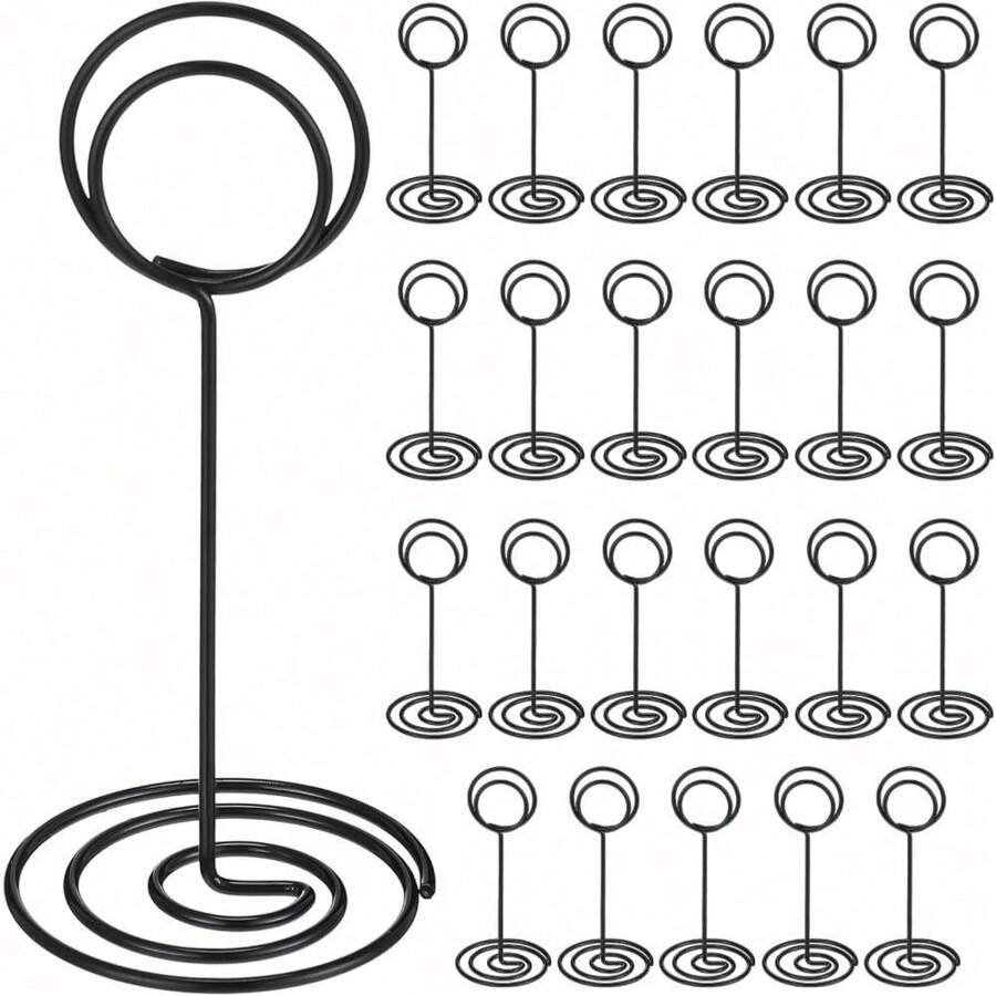 24 Pcs Black Party Centerpiece Table Number Holder Card Holder Wire Photo Holder Picture Name Menu Holder Memo Card Holder For Wedding Reception Anniversary Birthday