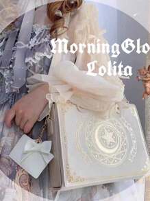 1pc Grimoire Book Shaped PU Leather Shoulder Bag, Y2K Dark Gothic Sweet Style Cross-Body Bag For Women, Suitable For Lolita Dress, Cosplay, Daily, Date, Cute Girls - View 3