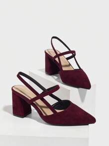 Zapatos de tacón alto para mujer con punta puntiaguda, selección simple con característica de asa trasera, color burdeos, elegantes y hermosos para fiestas, vacaciones, de calidad, versátiles, de moda, cómodos, para uso diario, boda