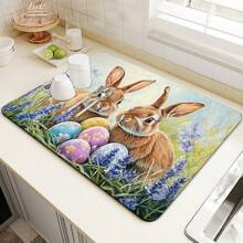 1 件复活节彩蛋咖啡机三脚架，可定制硅胶吸水垫，家居装饰，酒店和餐厅耐热桌垫