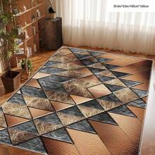 1pc Crystal Velvet Embossed Plaid Area Rug/Doormat - 5mm Thick, Waterproof, Non-Slip, Easy Clean, Machine Washable, Soft & Comfortable, Suitable For Entryway, Kitchen, Living Room, Bedroom, Hallway, Bathroom, Laundry Room - Carpet Decor
