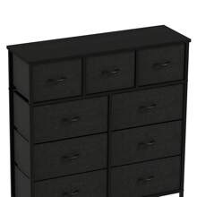 Commode, 9 Tiroirs en Tissu Commode Chambre Meuble de Rangement, Cadre en Métal,pour Chambre à Coucher, Salon,Gris Profond