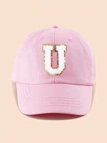 1pc Pink Letter Patch Baseball Cap, 8-16 Years Old Girls Snapback Hat, Suitable For Spring, Summer, Autumn, Winter, Party Decoration Headwear - Pink - View 56