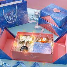 1pc Creative Blue Starry Sky Valentine's Day Gift Box, Romantic Open Style Packaging Box, Birthday Present Box, High-End Starry Open Style Gift Box, Gift Box For Girlfriend, Gift Box For Wife, Premium Gift Box, For Mother's Day , Bridesmaid Gifts , Gratuation Gifts , Birthday Gifts,Wedding Gifts