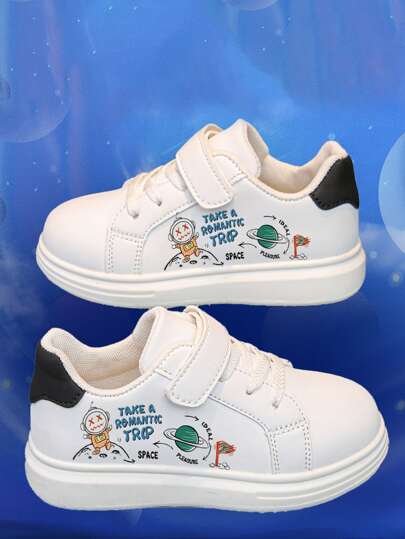 1 双儿童男童/女童帆布拼接平底运动鞋，适合所有季节