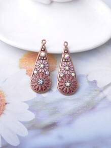 6قطع من سبيكة الزنك على الطراز الرجعي أشكال زهرية ذات قطرات ماء طويلة، قلادات مجوهرات مرصعة بالراين ستون، اكسسوارات