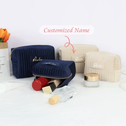 حقيبة مستحضرات التجميل المخصصة باسم، هدية لوصيفة العروس، هدية زفاف، حقيبة أدوات التجميل للسفر، كيس مستحضرات التجميل، هدية عيد ميلاد للمرأة، هدية عيد الأم، عصر أنثوي