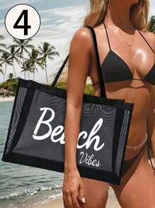 Mesh Large Beach Tote Bag, Easy Clean For Towels & Groceries,Foldable Clothes Storage Bag,Portable Versatile Beach Bag For Pool, Boat Trips, Vacation Essentials - Ideal For Summer Travel, Beach Days & Outdoor Activities - Perfect Gift For Women