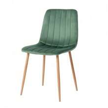 Indoor Green Velvet Dining Chair, Modern Kitchen Dining Chair With Backrest, Upholstered Side Chair With Hot Transfer Metal Legs, Family Kitchen Dining Room And Living Room (Set Of 4),ComfortCorner