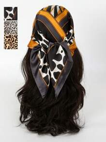 1pc 70X70CM Leopard Print Silk Scarf Bandana Headscarf Decoration Scarf Suitable For Daily Use - Multicolor - View 4