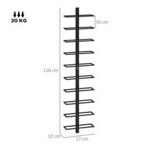 HOMCOM 10-Tier Wall Mount Wine Rack, Steel Wall Wine Rack For 10 Wine Bottles, Wall Wine Display Rack For Kitchen, Dining Room, Home Bar, Black - Black - View 3