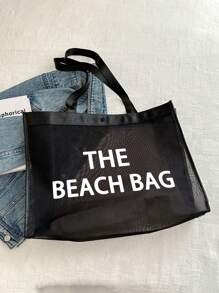 Mesh Large Beach Tote Bag, Easy Clean For Towels & Groceries,Foldable Clothes Storage Bag,Portable Versatile Beach Bag For Pool, Boat Trips, Vacation Essentials - Ideal For Summer Travel, Beach Days & Outdoor Activities - Perfect Gift For Women