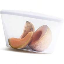 Bolsa de almacenamiento de silicona reutilizable Stasher, contenedor de almacenamiento de alimentos, apto para microondas y lavavajillas, a prueba de fugas,ón de 8 tazas, transparente - Transparente - Ver 10
