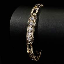 1 pieza Brazalete clásico minimalista con circonita cúbica sintética brillante, accesorio de uso diario elegante de alta gama