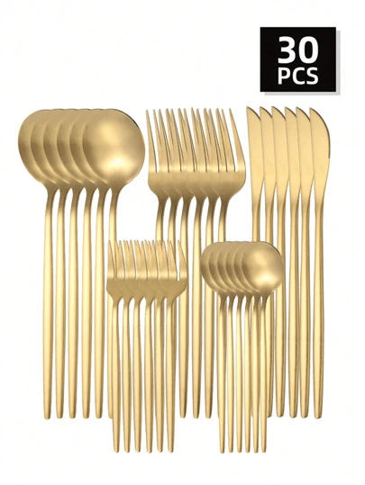 Juego de Cubiertos Navidad Regalo de Navidad Un buen regalo de 24/30 Piezas, Juego de Acero 316 Inoxidable para 24, Incluye Cuchillos, Tenedores, Cucharas, Utensilios de Cocina, Vajilla para el Hogar, Restaurante, Apto para Lavavajillas