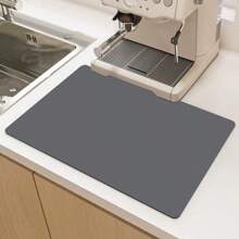 1 pieza Alfombrilla de secado de platos de unicolor, alfombrilla antideslizante, absorbente y resistente al desgaste para máquina de café, alfombrilla de lodo de diatomeas suave para drenaje, alfombrilla para barra de restaurante, alfombrilla para mascotas, alfombrilla para vajilla, alfombrilla para baño, alfombrilla para encimera, con decoración de mesa, suministros de cocina para el hogar