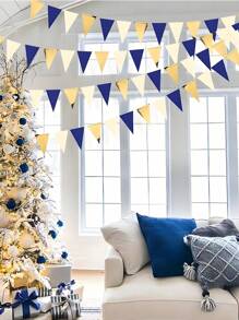 15pcs/Set-Navy Blue Gold And Beige Party Decorations Royal Blue Gold Triangle Flag Pennant Banner Bunting For Graduation Birthday Wedding Bridal Shower Nautical Party Decorations Supplies,1181inch Colorful Pennants Flags Multicolor Bunting String Pennants In Bulk, Grand Opening, Carnival Themed Birthday Party Decoration Outdoor Activities Classroom Decoration