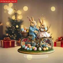 1pc 2D Flat Romantic Couple Rabbit Ornaments, Very Suitable For Desktop Decoration In Homes, Restaurants, Cafes, Offices, Easter, Parties And Other Places Gifts Birthday Graduation