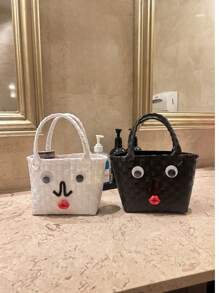 Handgemaakte geweven kleine handtas, zomerse mini-mandtas, grappige expressiegeschenkset voor verjaardagen, prinsessensfeer, foto-accessoire, opbergtas
