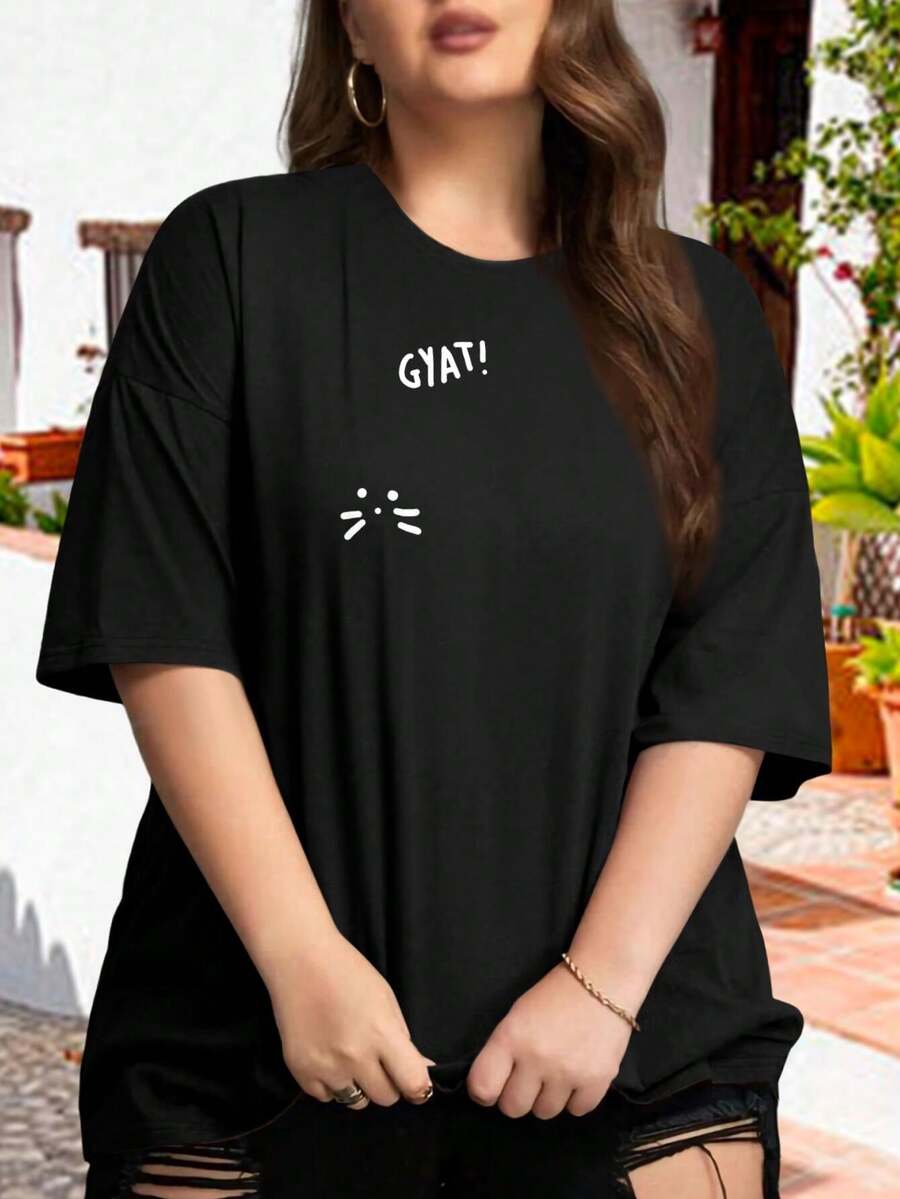 Gyat Oversize oversize women T-Shirt for Cat Lovers Attractive Cat Lady Design - Negro - Ver 1